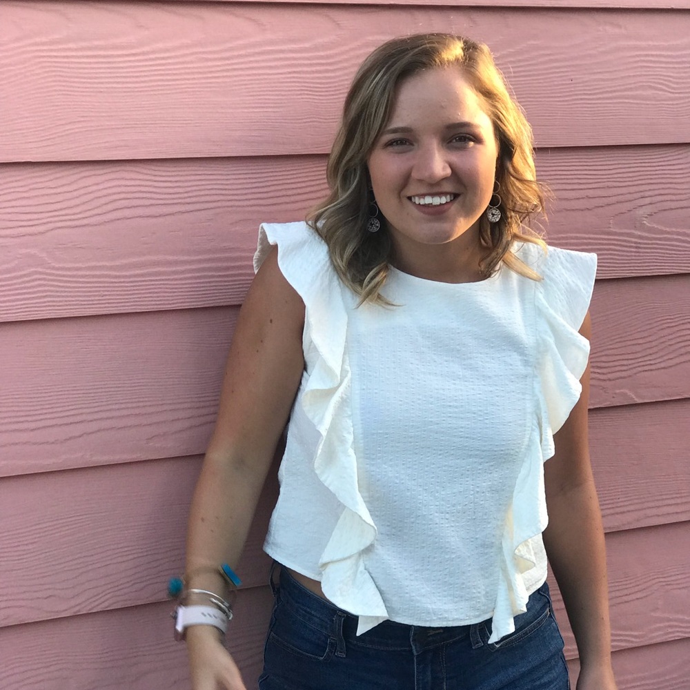 White linen crop top